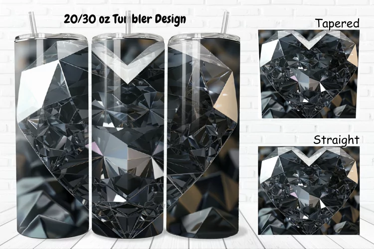 3D Diamond Heart 20/30oz Skinny Tumbler