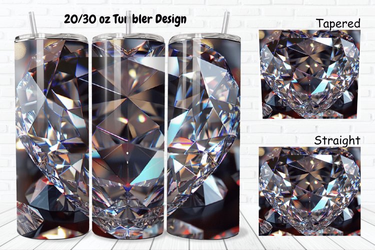 3D Diamond Heart 20/30oz Skinny Tumbler example image 1