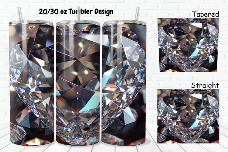 3D Diamond Heart 20/30oz Skinny Tumbler