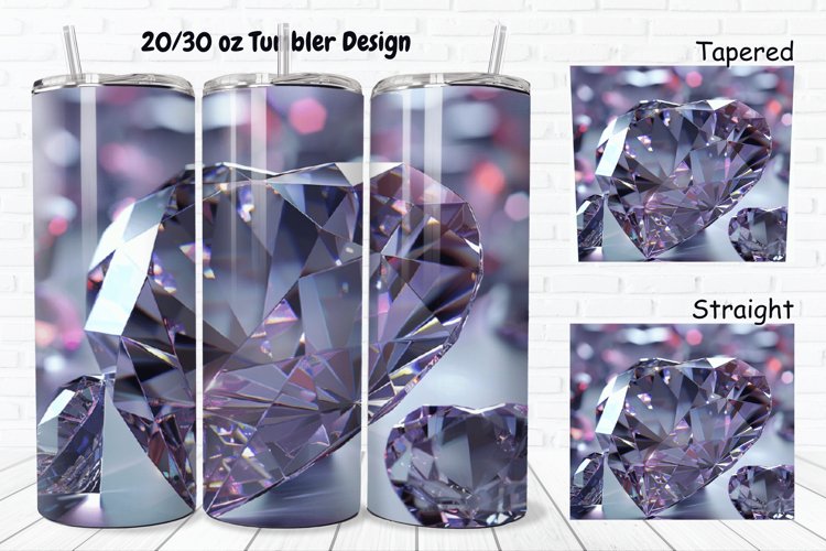 3D Diamond Heart 20/30oz Skinny Tumbler example image 1