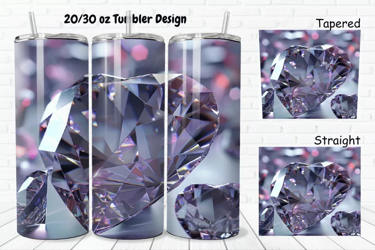 3D Diamond Heart 20/30oz Skinny Tumbler