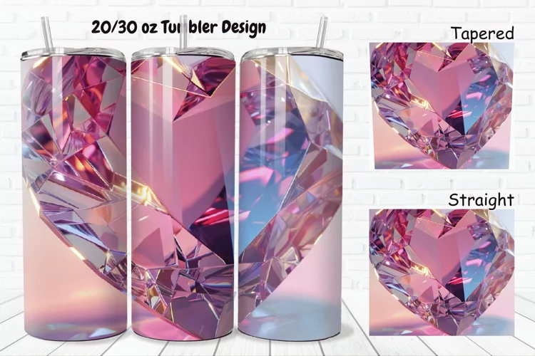 3D Diamond Heart 20/30oz Skinny Tumbler