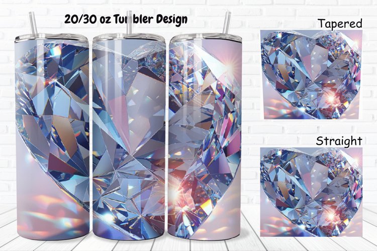 3D Diamond Heart 20/30oz Skinny Tumbler example image 1