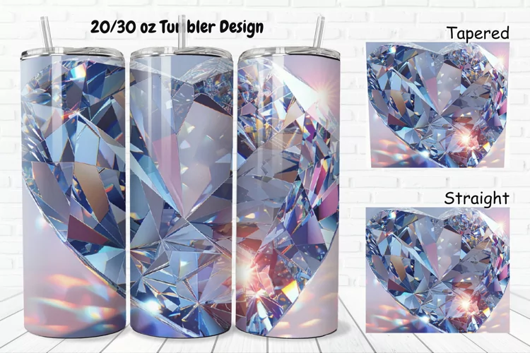 3D Diamond Heart 20/30oz Skinny Tumbler