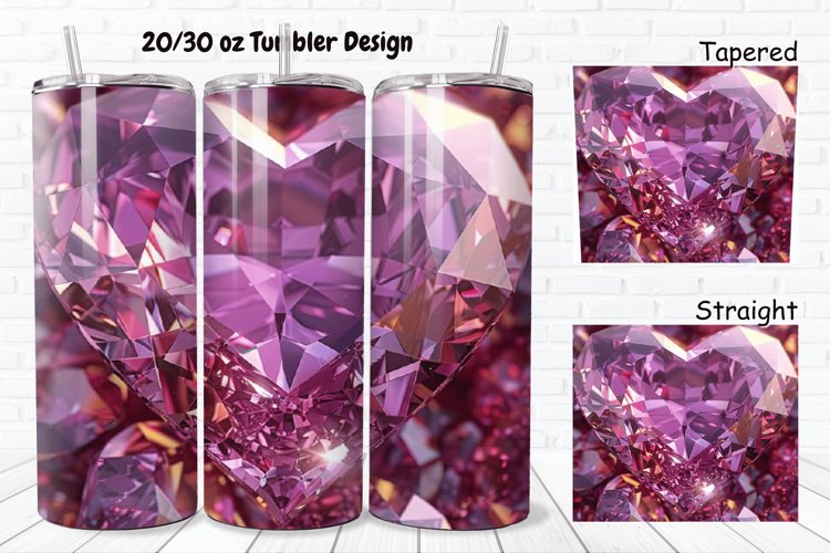3D Diamond Heart 20/30oz Skinny Tumbler
