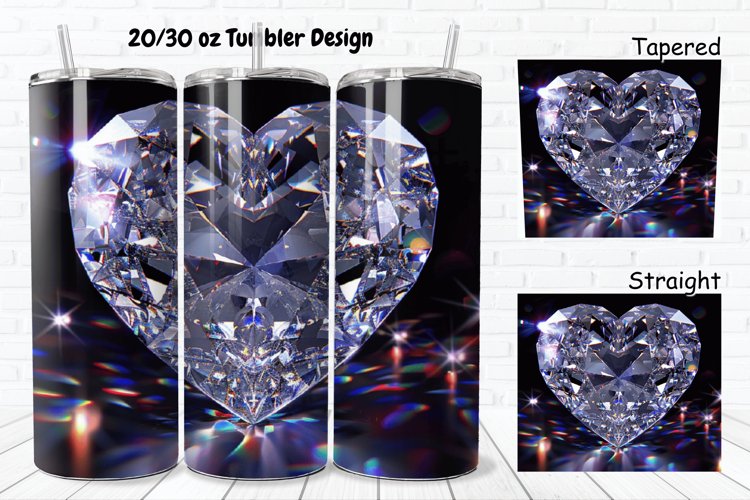 3D Diamond Heart 20/30oz Skinny Tumbler example image 1