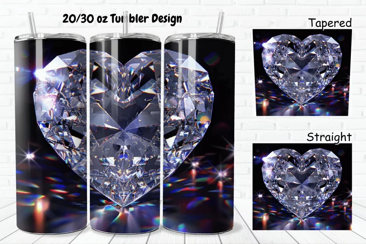 3D Diamond Heart 20/30oz Skinny Tumbler