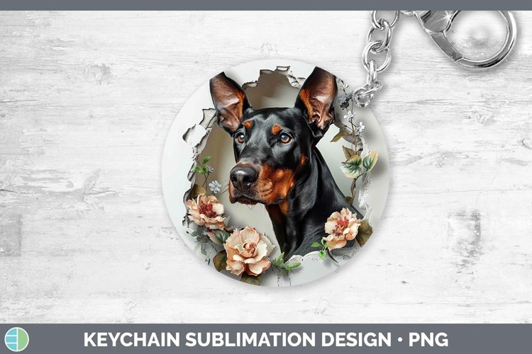 3D Doberman Pinscher Keychain | Sublimation Keyring Designs