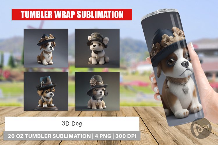 Tumbler Wrap 3D Dog