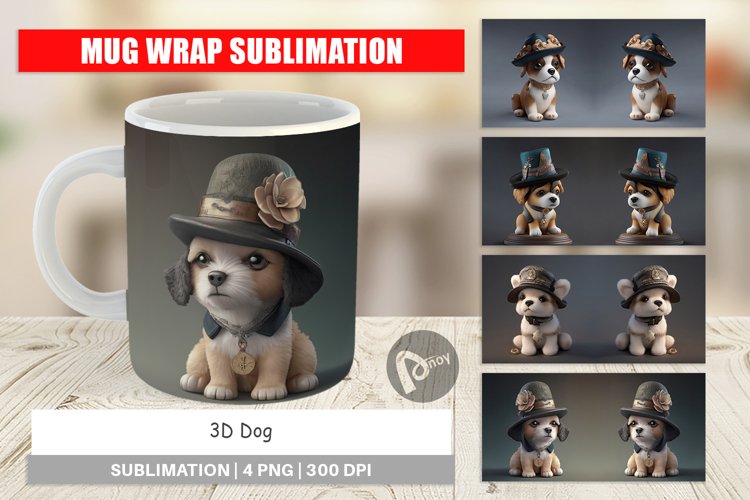 Mug Wrap Design 3D Dog
