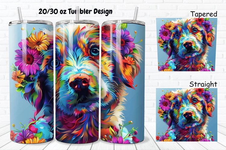 3D Dog Flowers 20/30oz Skinny Tumbler