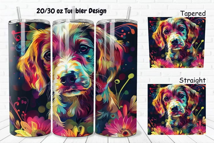 3D Dog Flowers 20/30oz Skinny Tumbler