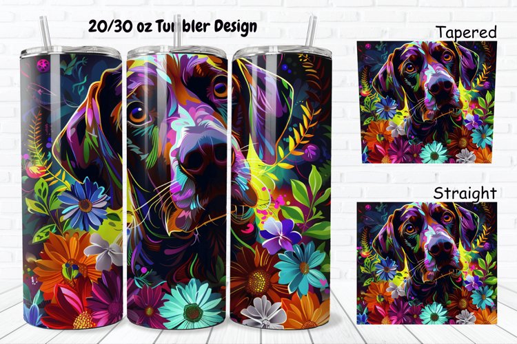 3D Dog Flowers 20/30oz Skinny Tumbler