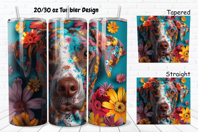 3D Dog Flowers 20/30oz Skinny Tumbler