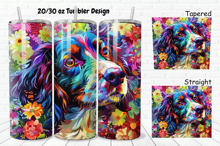 3D Dog Flowers 20/30oz Skinny Tumbler