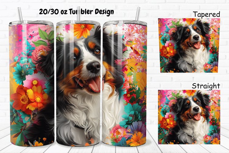 3D Dog Flowers 20/30oz Skinny Tumbler