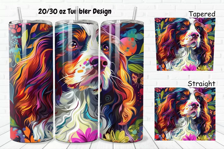 3D Dog Flowers 20/30oz Skinny Tumbler