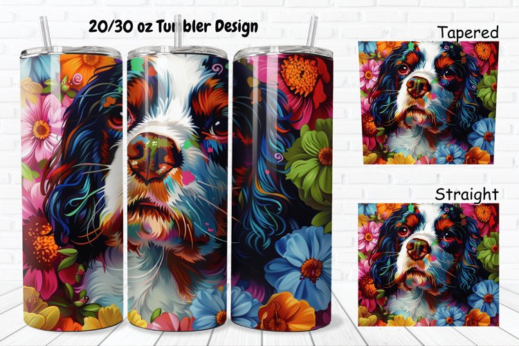 3D Dog Flowers 20/30oz Skinny Tumbler