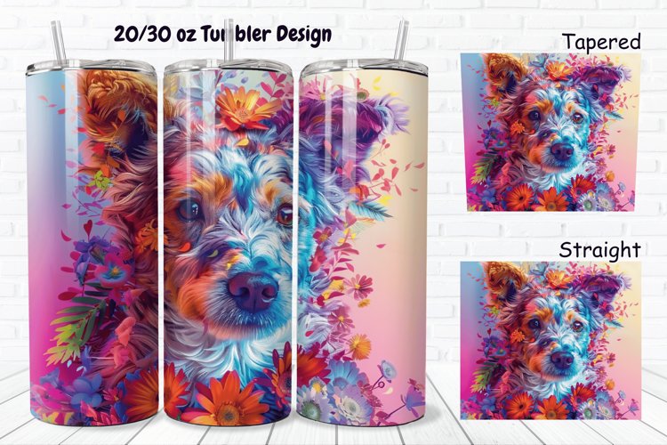 3D Dog Flowers 20/30oz Skinny Tumbler