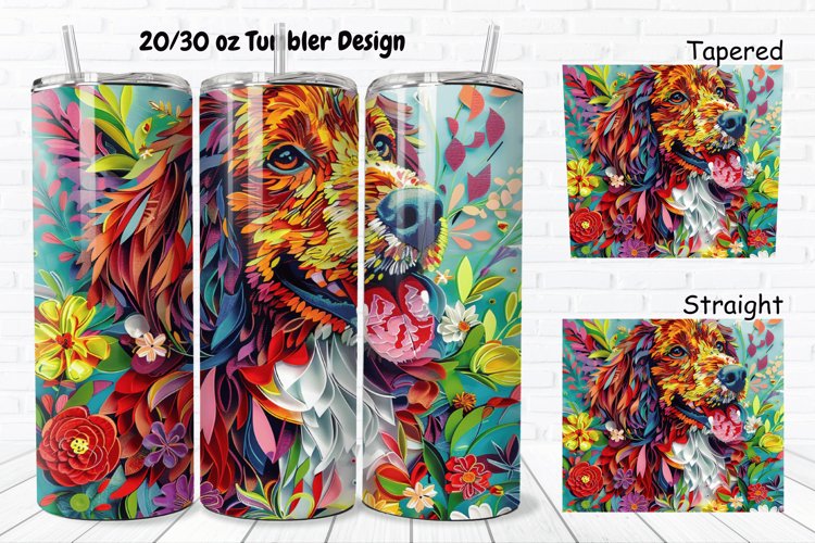 3D Dog Flowers 20/30oz Skinny Tumbler
