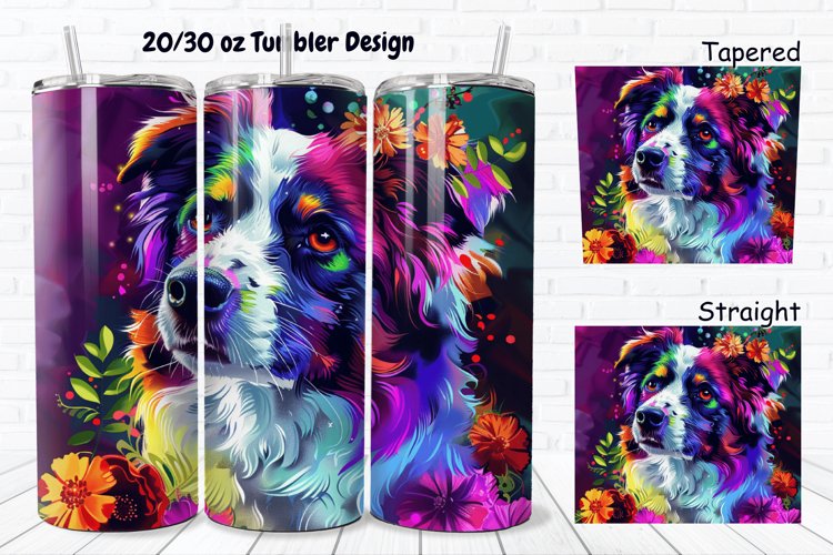 3D Dog Flowers 20/30oz Skinny Tumbler
