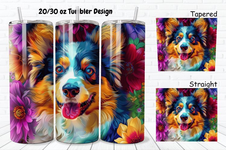 3D Dog Flowers 20/30oz Skinny Tumbler