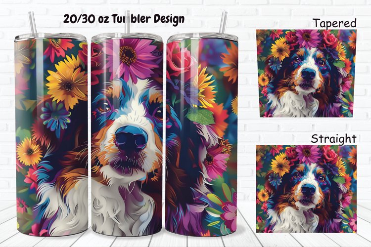 3D Dog Flowers 20/30oz Skinny Tumbler