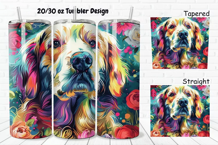 3D Dog Flowers 20/30oz Skinny Tumbler