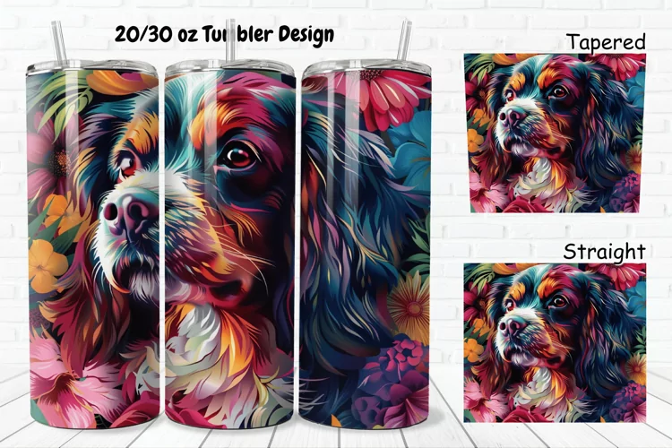 3D Dog Flowers 20/30oz Skinny Tumbler