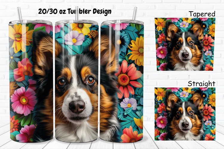 3D Dog Flowers 20/30oz Skinny Tumbler