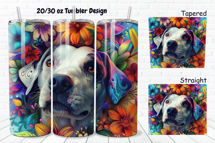 3D Dog Flowers 20/30oz Skinny Tumbler