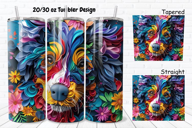 3D Dog Flowers 20/30oz Skinny Tumbler