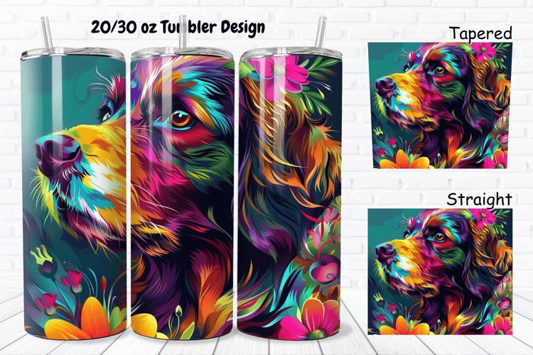 3D Dog Flowers 20/30oz Skinny Tumbler