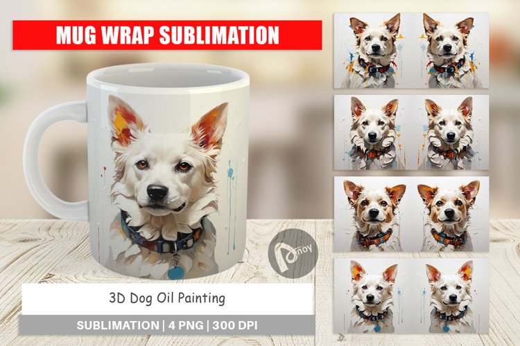 Mug Wrap Design 3D Dog Painting