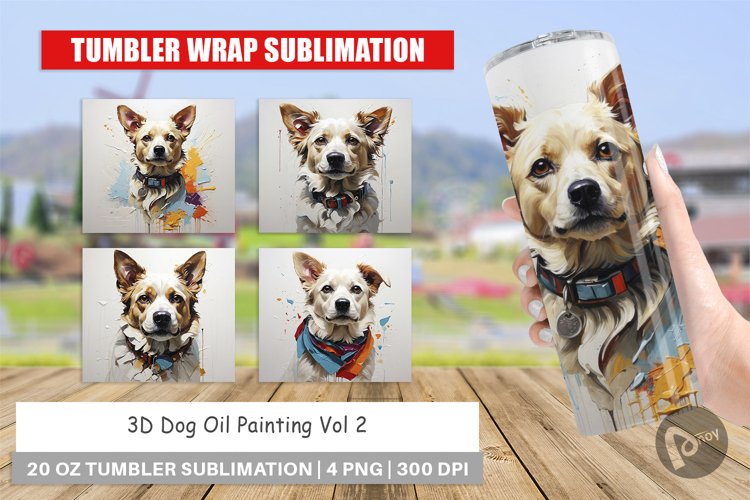 Tumbler Wrap 3D Dog Painting