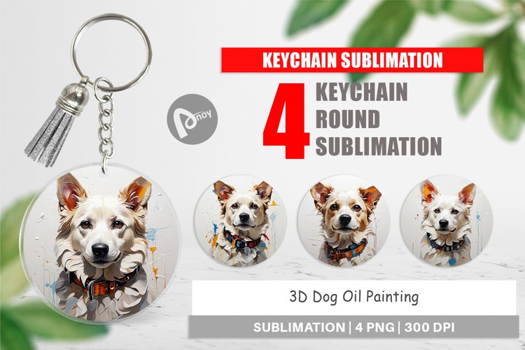 Keychain 3D Dog Painting