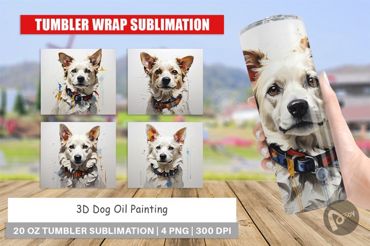 Tumbler Wrap 3D Dog Painting