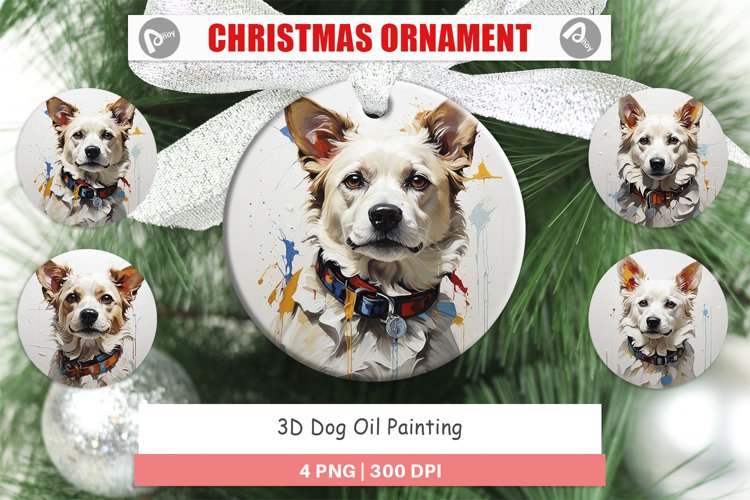 Christmas Ornaments 3D Dog Painting