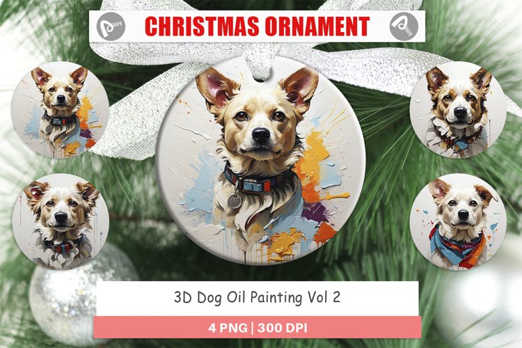 Christmas Ornaments 3D Dog Painting