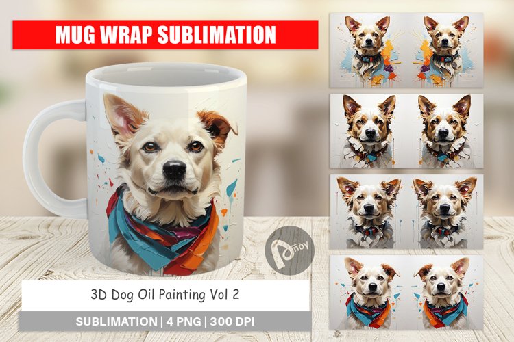Mug Wrap Design 3D Dog Painting