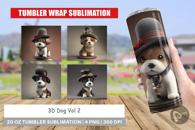 Tumbler Wrap 3D Dog