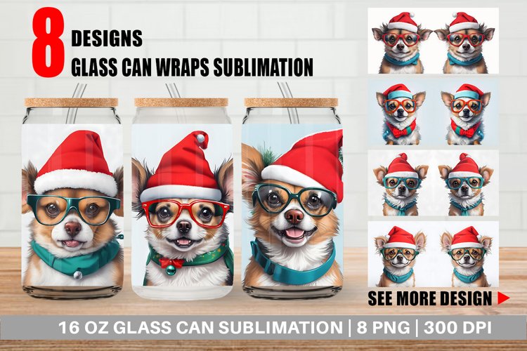 3D Dog Wearing Glasses Glass Can Wraps example image 1