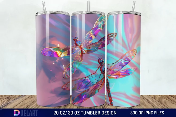 3D Dragonflies Tumbler Wrap