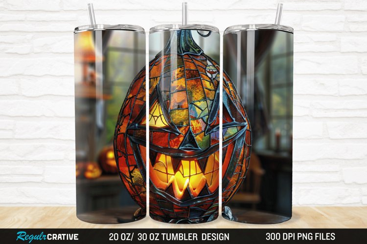 3D Stained Glass Halloween 20/30oz Skinny Tumbler