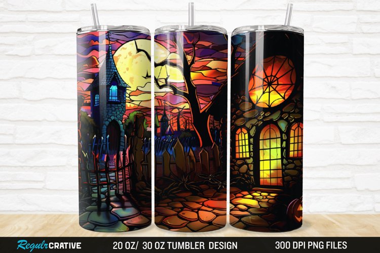 3D Stained Glass Halloween 20/30oz Skinny Tumbler