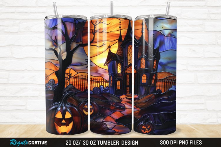3D Stained Glass Halloween 20/30oz Skinny Tumbler