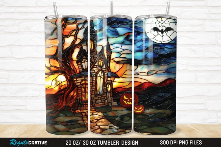 3D Stained Glass Halloween 20/30oz Skinny Tumbler