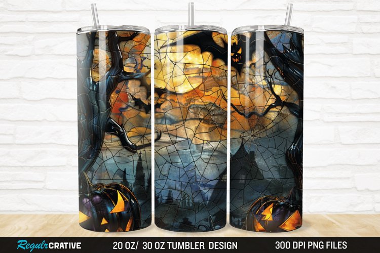 3D Stained Glass Halloween 20/30oz Skinny Tumbler