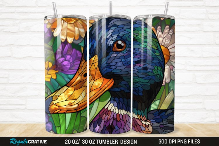 Stained Glass 3D Duck Floral 20/30oz Skinny Tumbler