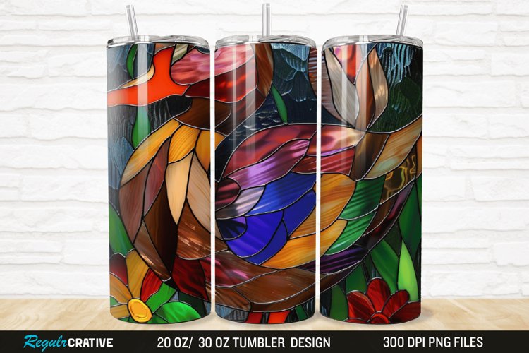 Stained Glass 3D Duck Floral 20/30oz Skinny Tumbler
